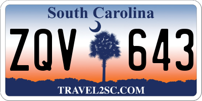 SC license plate ZQV643