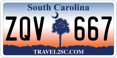 SC license plate ZQV667