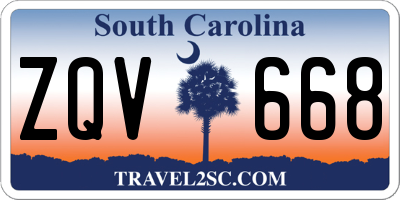 SC license plate ZQV668