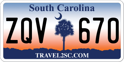 SC license plate ZQV670