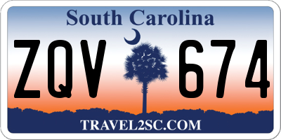 SC license plate ZQV674