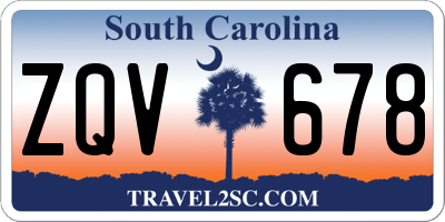 SC license plate ZQV678