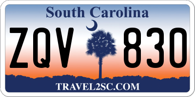 SC license plate ZQV830