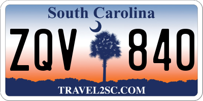 SC license plate ZQV840
