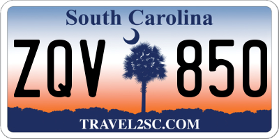 SC license plate ZQV850