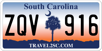 SC license plate ZQV916