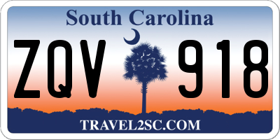 SC license plate ZQV918