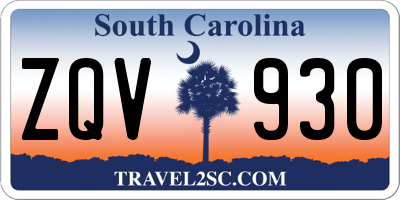 SC license plate ZQV930