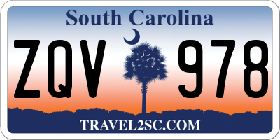 SC license plate ZQV978