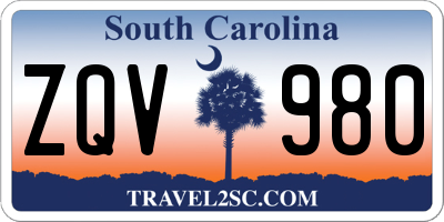 SC license plate ZQV980