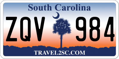 SC license plate ZQV984