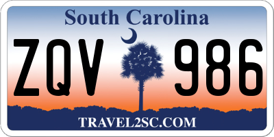 SC license plate ZQV986