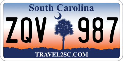 SC license plate ZQV987