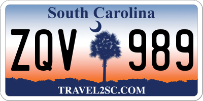 SC license plate ZQV989