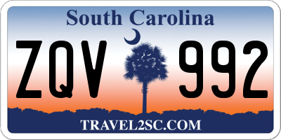 SC license plate ZQV992
