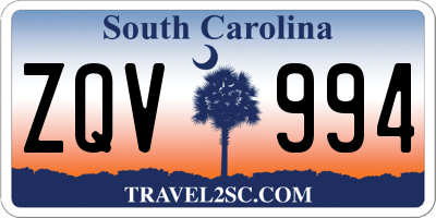 SC license plate ZQV994