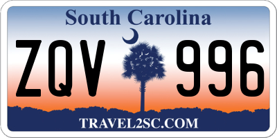 SC license plate ZQV996