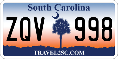 SC license plate ZQV998