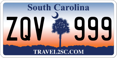 SC license plate ZQV999