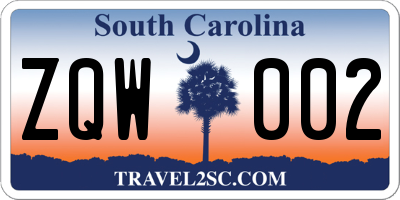 SC license plate ZQW002