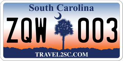 SC license plate ZQW003