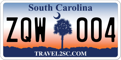SC license plate ZQW004