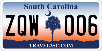SC license plate ZQW006