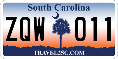 SC license plate ZQW011
