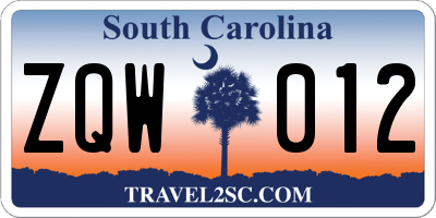 SC license plate ZQW012