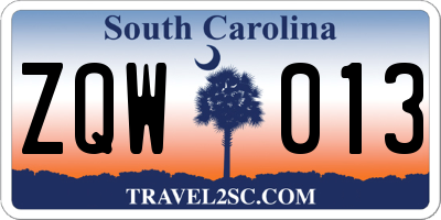 SC license plate ZQW013