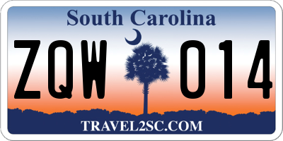 SC license plate ZQW014