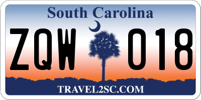 SC license plate ZQW018