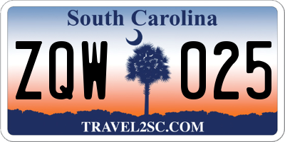 SC license plate ZQW025
