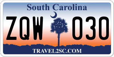 SC license plate ZQW030