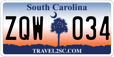 SC license plate ZQW034