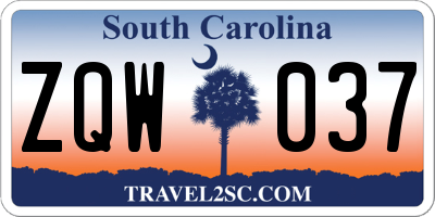SC license plate ZQW037
