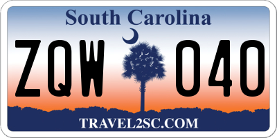 SC license plate ZQW040