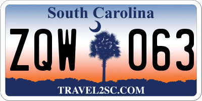 SC license plate ZQW063