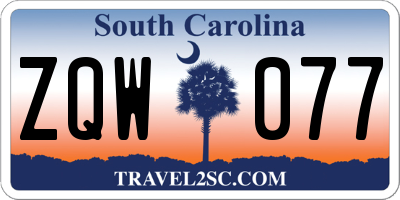 SC license plate ZQW077