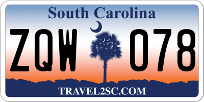 SC license plate ZQW078