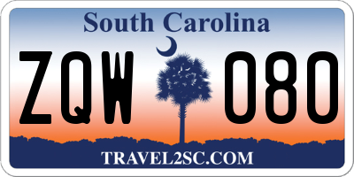 SC license plate ZQW080