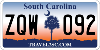 SC license plate ZQW092