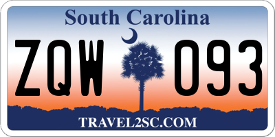 SC license plate ZQW093