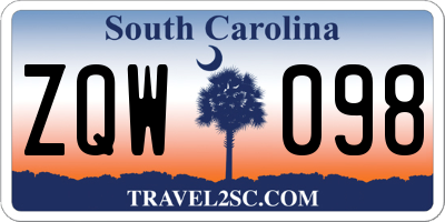 SC license plate ZQW098