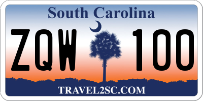 SC license plate ZQW100