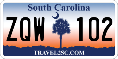 SC license plate ZQW102