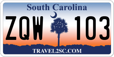 SC license plate ZQW103