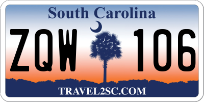 SC license plate ZQW106