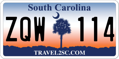 SC license plate ZQW114