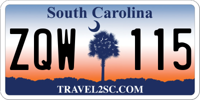 SC license plate ZQW115